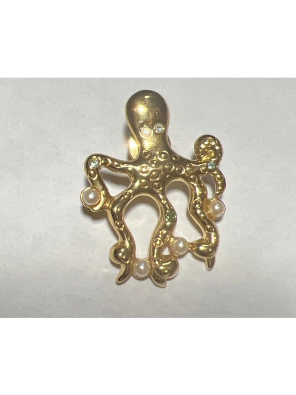 1996 Avon (30 Yrs Old) Brooch Pin Elegant Sea Life Pearls & Crystal Excellent